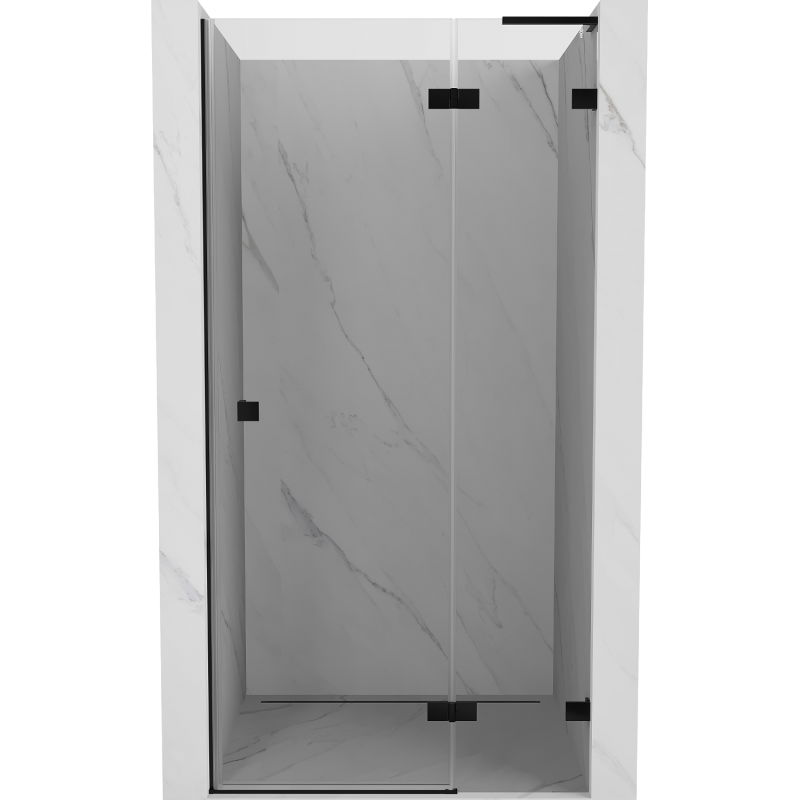 Mexen Lunar L right hinged shower door 80 cm, transparent, black - 834L-080-000-70-00-P