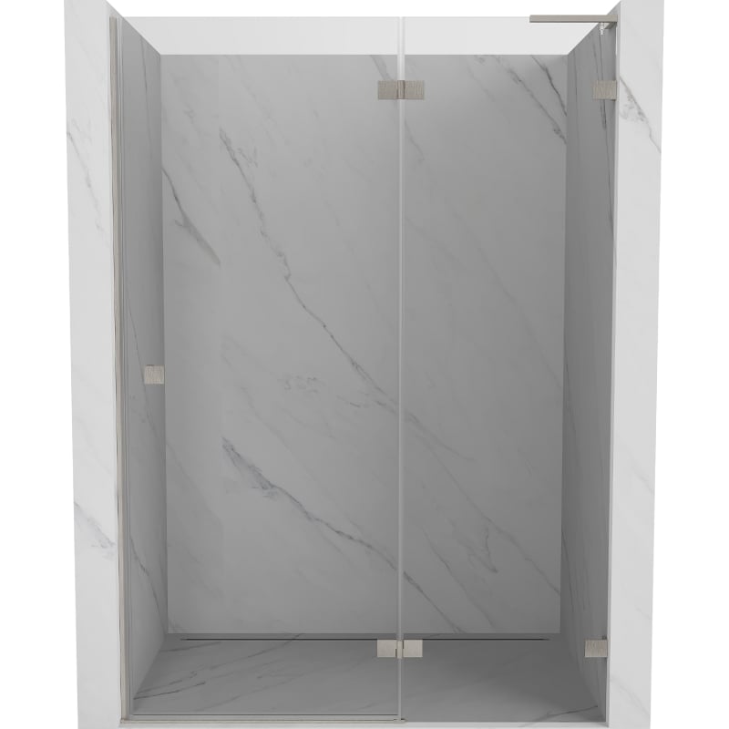 Mexen Lunar L right-hand hinged shower door 135 cm, transparent, brushed nickel - 834L-135-000-97-00-P