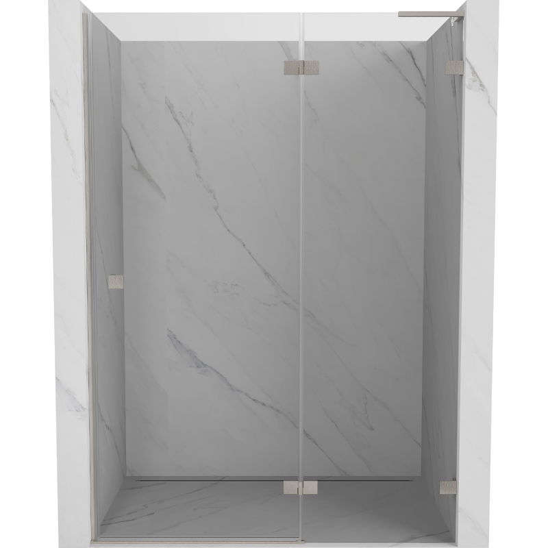 Mexen Lunar L Right-Hinged Shower Door 135 cm, Transparent, Brushed Nickel - 834L-135-000-97-00-P