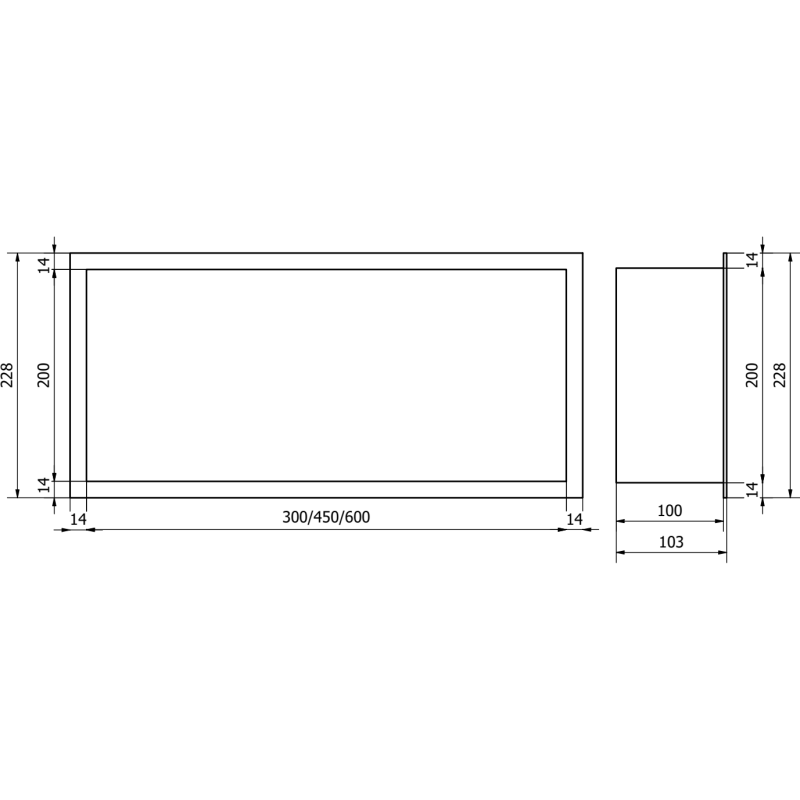 Mexen X-Wall-R recessed shelf with flange 30 x 20 cm, black - 1970302010