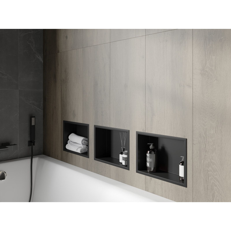 Mexen X-Wall-R recessed shelf with flange 30 x 20 cm, black - 1970302010