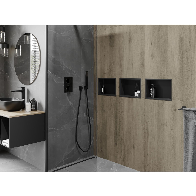 Mexen X-Wall-R niche shelf with flange 30 x 20 cm, black - 1970302010