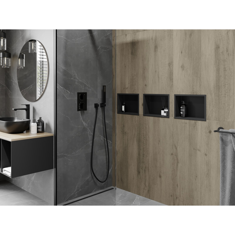 Mexen X-Wall-R recessed shelf with flange 30 x 20 cm, black - 1970302010