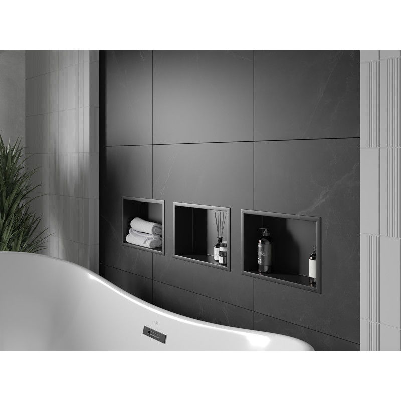 Mexen X-Wall-R recess shelf with flange 30 x 20 cm, black - 1970302010