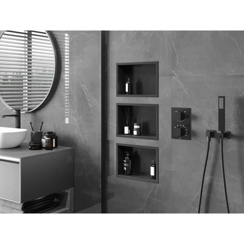 Mexen X-Wall-R recess shelf with flange 30 x 20 cm, black - 1970302010