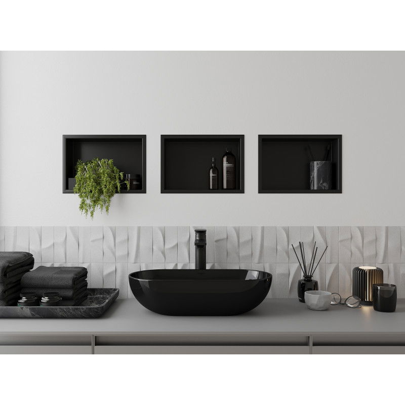 Mexen X-Wall-R recess shelf with flange 30 x 20 cm, black - 1970302010