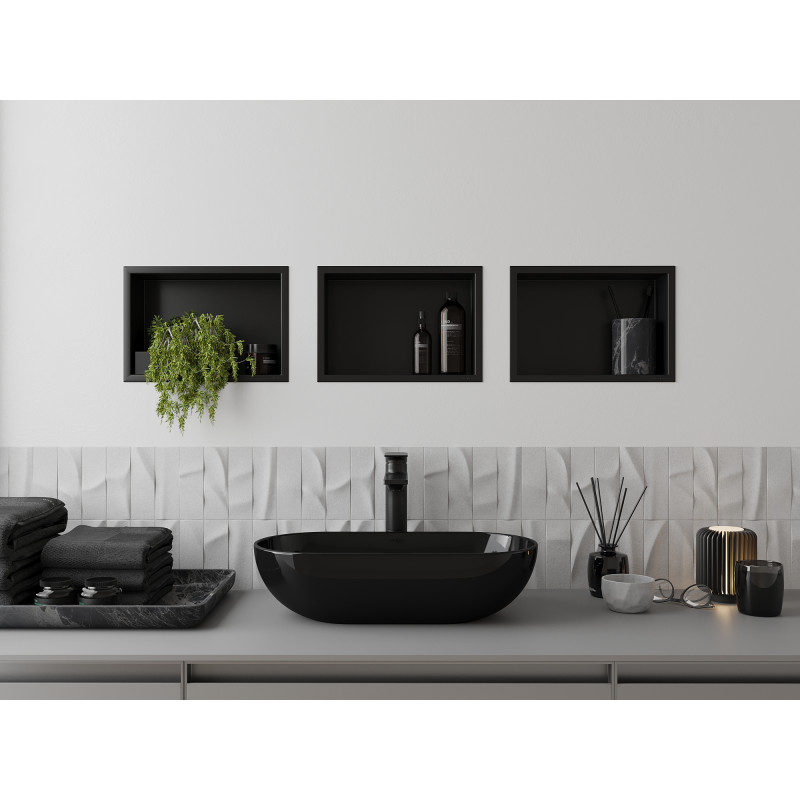 Mexen X-Wall-R recessed shelf with flange 30 x 20 cm, black - 1970302010