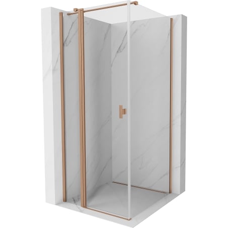 Mexen Mist T pivot shower enclosure 80 x 80 cm, transparent, brushed copper - 8A4T-080-080-65-00