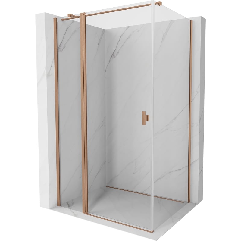 Mexen Mist T 95 x 80 cm Hinged Shower Enclosure, Transparent, Brushed Copper - 8A4T-095-080-65-00