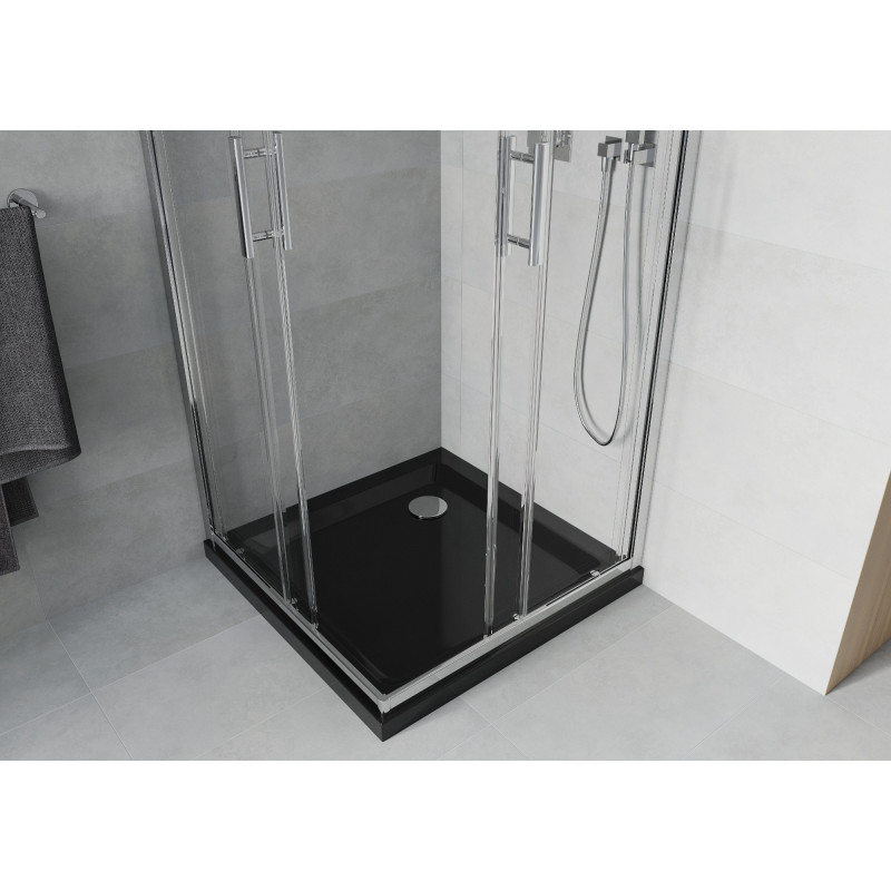 Mexen Rio square shower cabin 70 x 70 cm, transparent, chrome + Flat tray, black - 860-070-070-01-00-4070