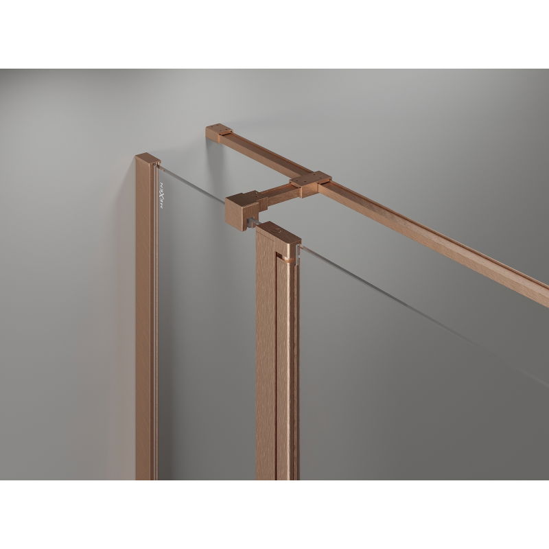 Mexen Mist T 115 x 110 cm Pivot Shower Enclosure, Transparent, Brushed Copper - 8A4T-115-110-65-00