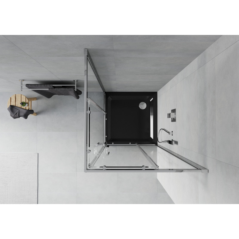 Mexen Rio square shower cabin 70 x 70 cm, transparent, chrome + Flat tray, black - 860-070-070-01-00-4070