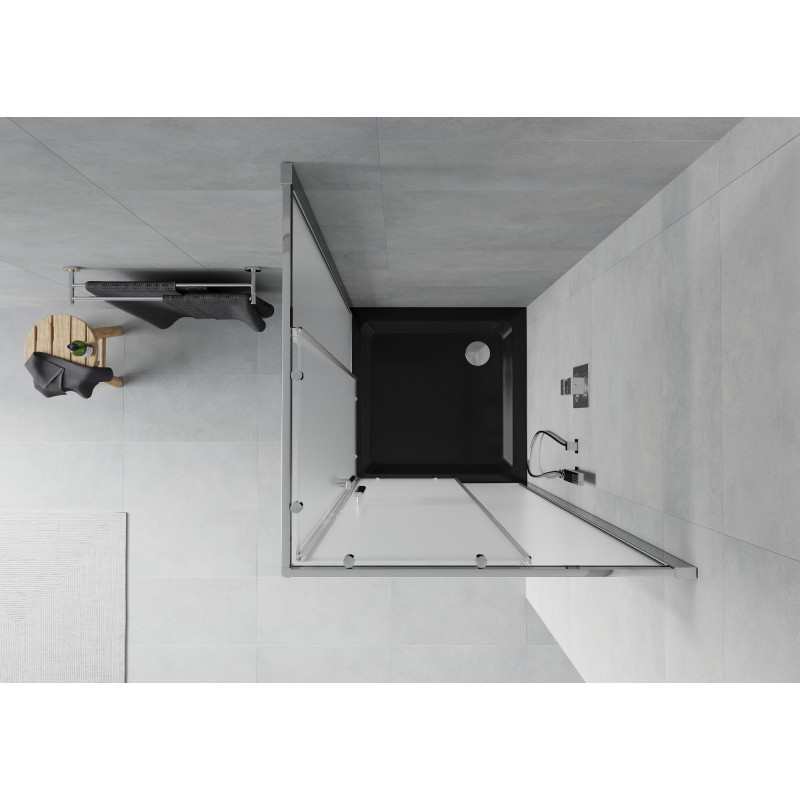 Mexen Rio square shower cabin 70 x 70 cm, frost, chrome + Flat, black tray - 860-070-070-01-30-4070