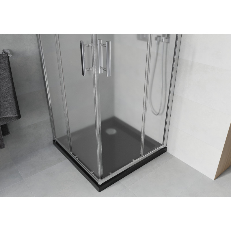 Mexen Rio square shower cabin 70 x 70 cm, frost, chrome + Flat, black tray - 860-070-070-01-30-4070