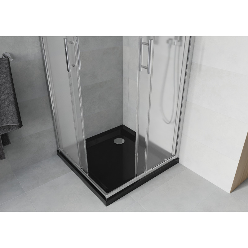Mexen Rio square shower cabin 70 x 70 cm, frost, chrome + Flat, black tray - 860-070-070-01-30-4070