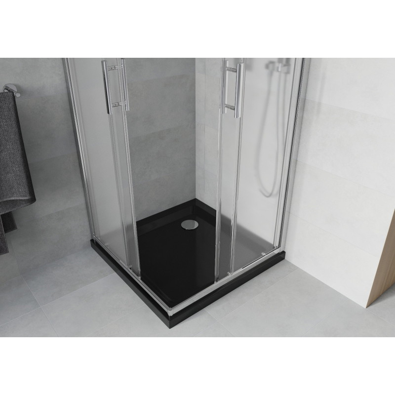 Mexen Rio square shower cabin 70 x 70 cm, frosted, chrome + Flat tray, black - 860-070-070-01-30-4070