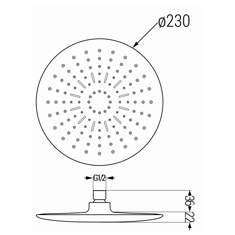 Mexen D-67 Shower Head 22 cm, White/Chrome - 79767-00