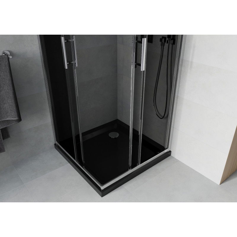 Mexen Rio Square Shower Enclosure 70 x 70 cm, Graphite, Chrome + Flat Tray, Black - 860-070-070-01-40-4070