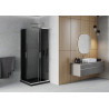 Mexen Rio square shower cabin 70 x 70 cm, graphite, chrome + Flat shower tray, black - 860-070-070-01-40-4070