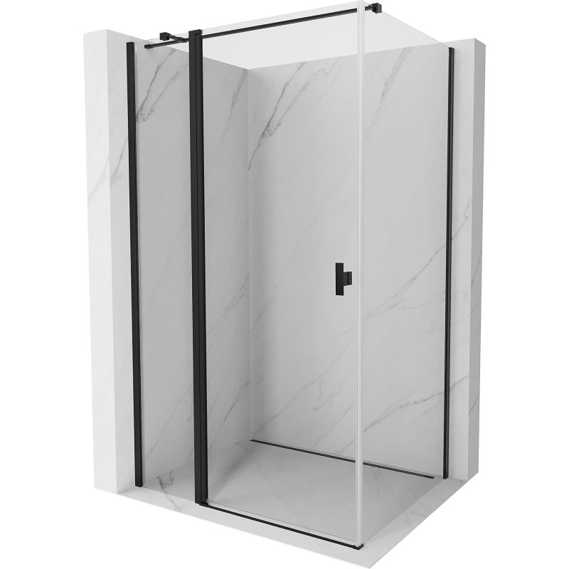 Mexen Mist T 115 x 85 cm Pivot Shower Enclosure, Transparent, Black - 8A4T-115-085-70-00