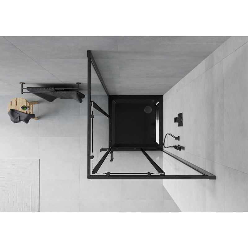 Mexen Rio square shower cabin 70 x 70 cm, transparent, black + Flat tray, black - 860-070-070-70-00-4070B