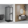 Mexen Rio square shower cubicle 70 x 70 cm, Transparent, Black + shower tray Flat, Black - 860-070-070-70-00-4070B