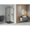 Mexen Rio square shower cubicle 70 x 70 cm, Transparent, Gold + shower tray Flat, Black- 860-070-070-50-00-4070G