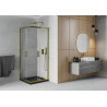 Mexen Rio square shower cabin 70 x 70 cm, transparent, gold + Flat shower tray, black - 860-070-070-50-00-4070G