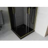 Mexen Rio square shower cubicle 70 x 70 cm, Graphite, Gold + shower tray Flat, Black - 860-070-070-50-40-4070G