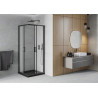 Mexen Rio 70 x 70 cm Square Shower Cabin, Frosted, Black + Flat Tray, Black - 860-070-070-70-30-4070B