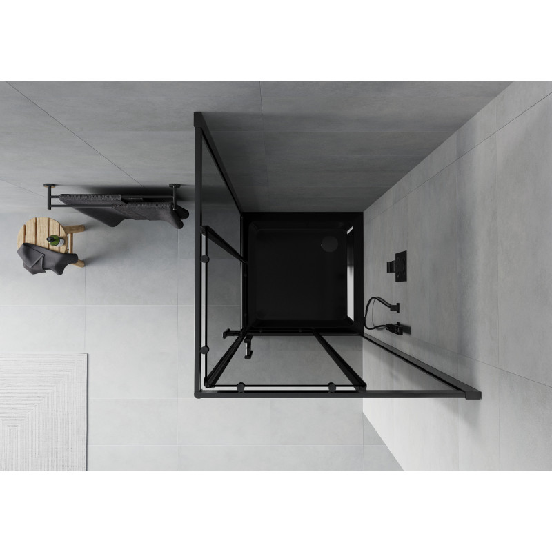 Mexen Rio square shower cabin 70 x 70 cm, graphite, black + Flat tray, black - 860-070-070-70-40-4070B