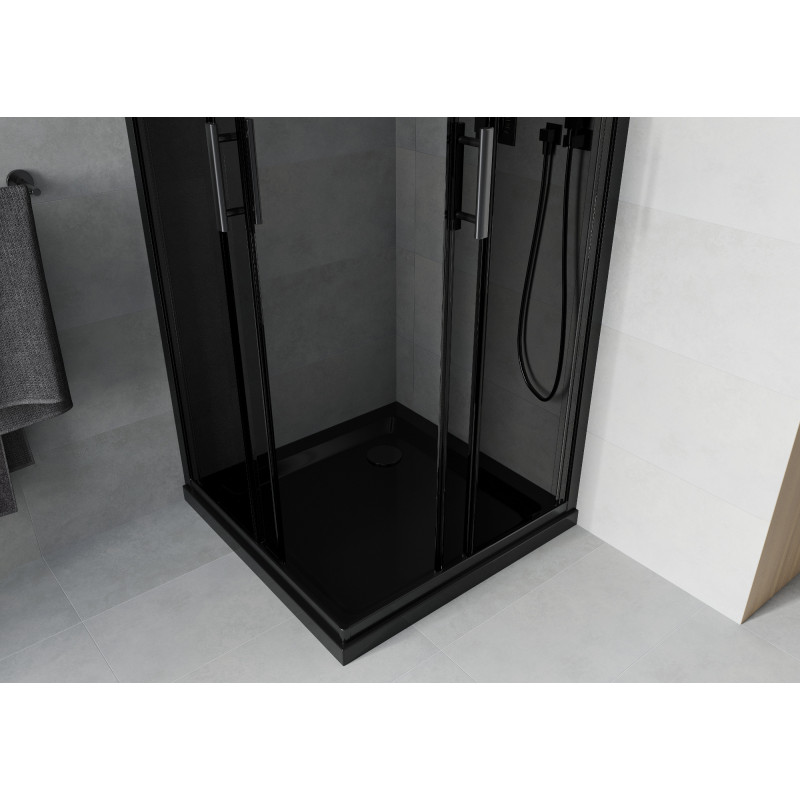 Mexen Rio square shower cabin 70 x 70 cm, graphite, black + Flat tray, black - 860-070-070-70-40-4070B