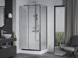 Mexen Apia extendable shower cubicle 100 x 80 cm, Transparent, Chrome + shower tray Rio - 840-100-080-01-00-4510