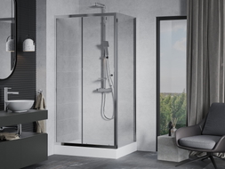 Mexen Apia sliding shower cabin 100 x 80 cm, transparent, chrome + Rio shower tray - 840-100-080-01-00-4510