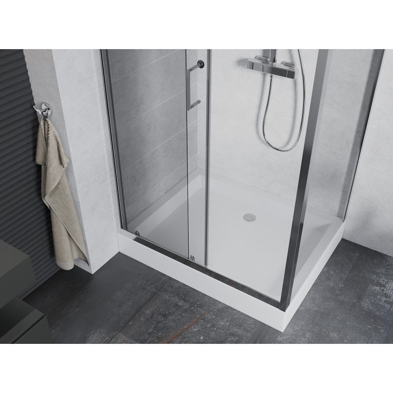 Mexen Apia sliding shower cabin 100 x 80 cm, transparent, chrome + Rio shower tray - 840-100-080-01-00-4510