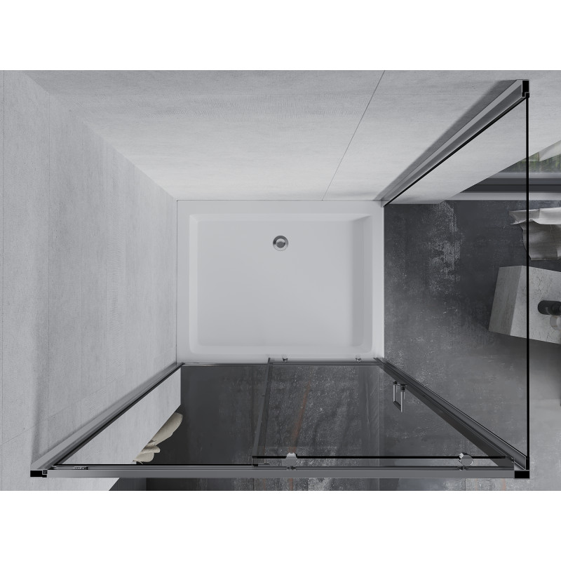 Mexen Apia sliding shower cabin 100 x 80 cm, transparent, chrome + Rio shower tray - 840-100-080-01-00-4510
