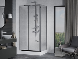 Mexen Apia extendable shower cubicle 120 x 80 cm, Transparent, Chrome + shower tray Rio - 840-120-080-01-00-4510