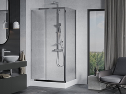 Mexen Apia sliding shower cabin 120 x 80 cm, transparent, chrome + Rio shower tray - 840-120-080-01-00-4510