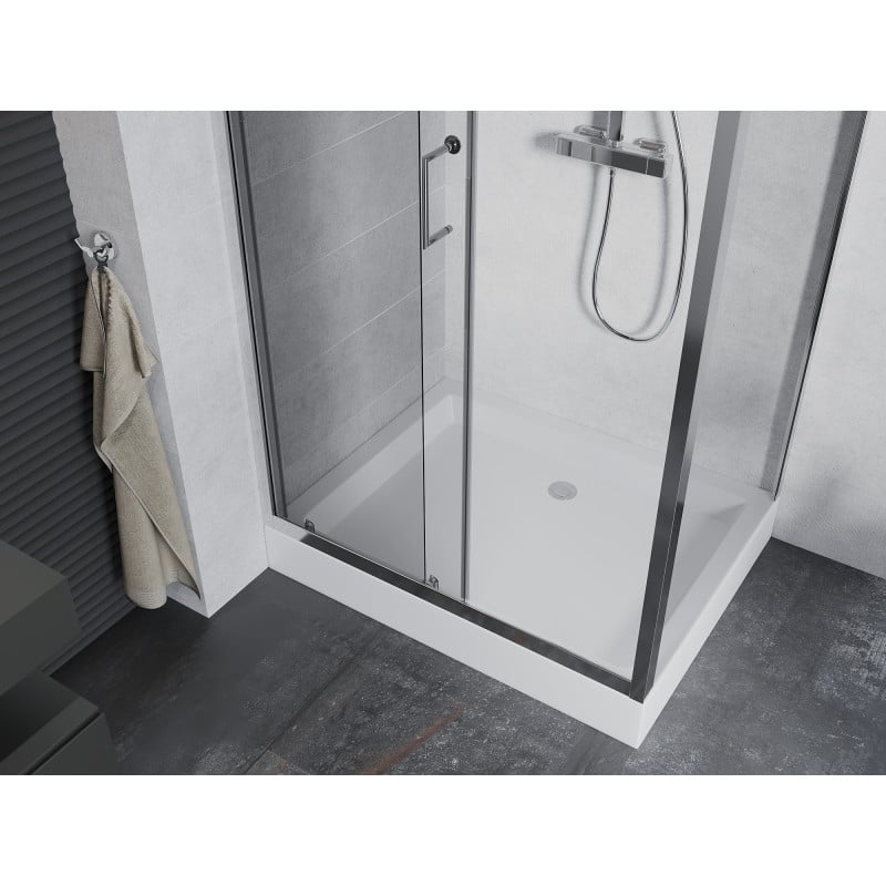 Mexen Apia sliding shower cabin 120 x 80 cm, transparent, chrome + Rio shower tray - 840-120-080-01-00-4510
