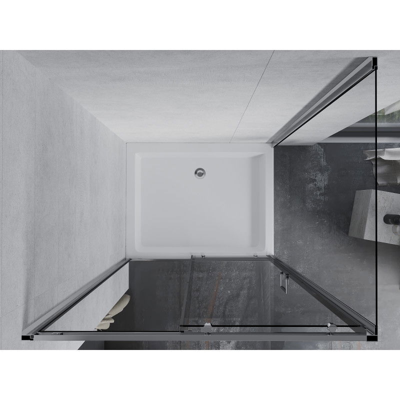 Mexen Apia sliding shower enclosure 120 x 80 cm, transparent, chrome + Rio shower tray - 840-120-080-01-00-4510