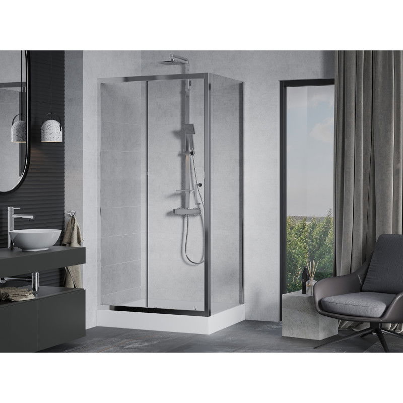 Mexen Apia sliding shower cabin 120 x 90 cm, transparent, chrome + Rio shower tray - 840-120-090-01-00-4510