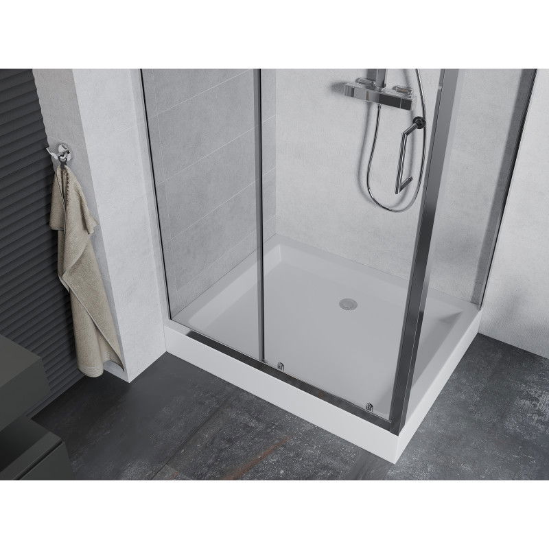 Mexen Apia sliding shower cabin 120 x 90 cm, transparent, chrome + Rio shower tray - 840-120-090-01-00-4510