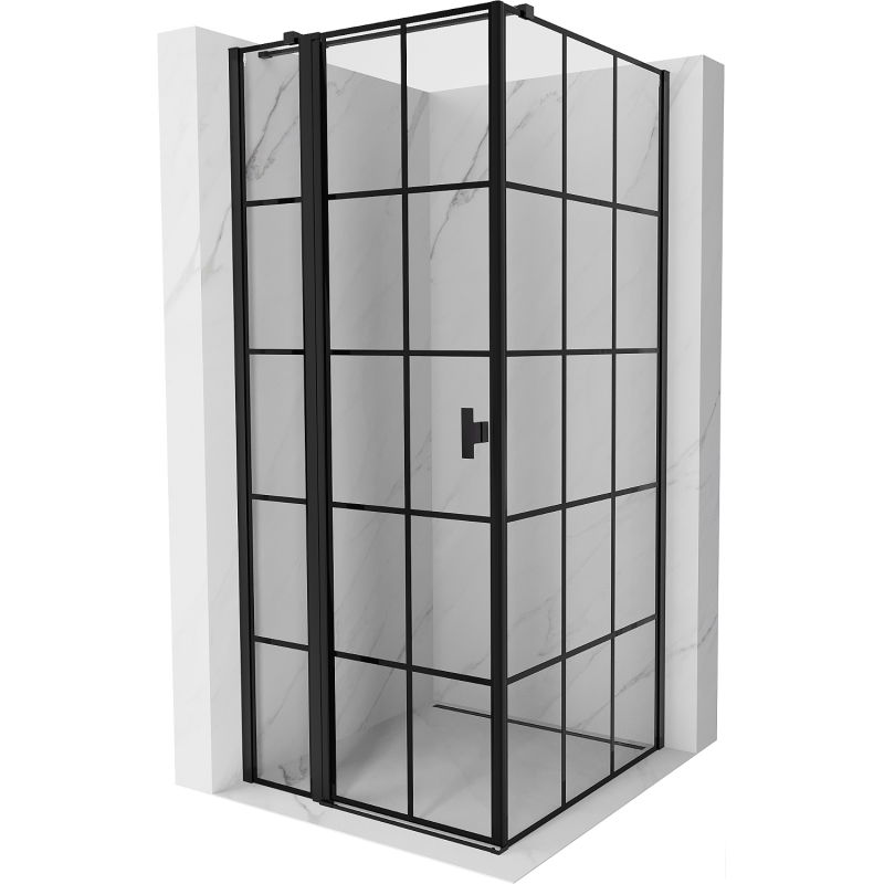 Mexen Mist T shower enclosure swing left 85 x 85 cm, black grid, black - 8A4T-085-085-70-77-L