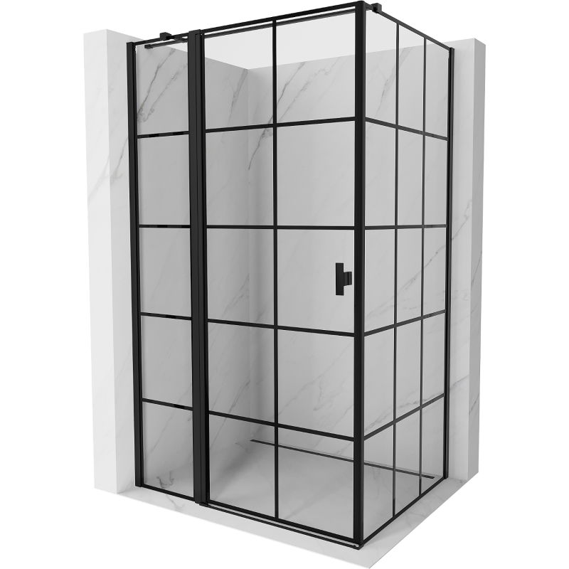 Mexen Mist T swing shower cabin left 115 x 85 cm, black grid, black - 8A4T-115-085-70-77-L