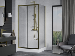 Mexen Apia extendable shower cubicle 100 x 80 cm, Transparent, Gold + shower tray Rio - 840-100-080-50-00-4510