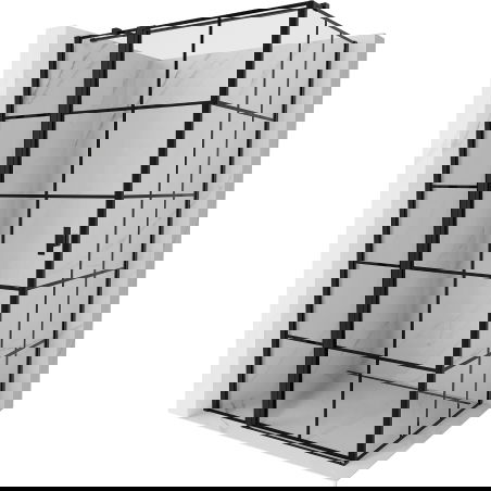 Mexen Mist T left-side pivot shower enclosure 120 x 95 cm, black grid, black - 8A4T-120-095-70-77-L