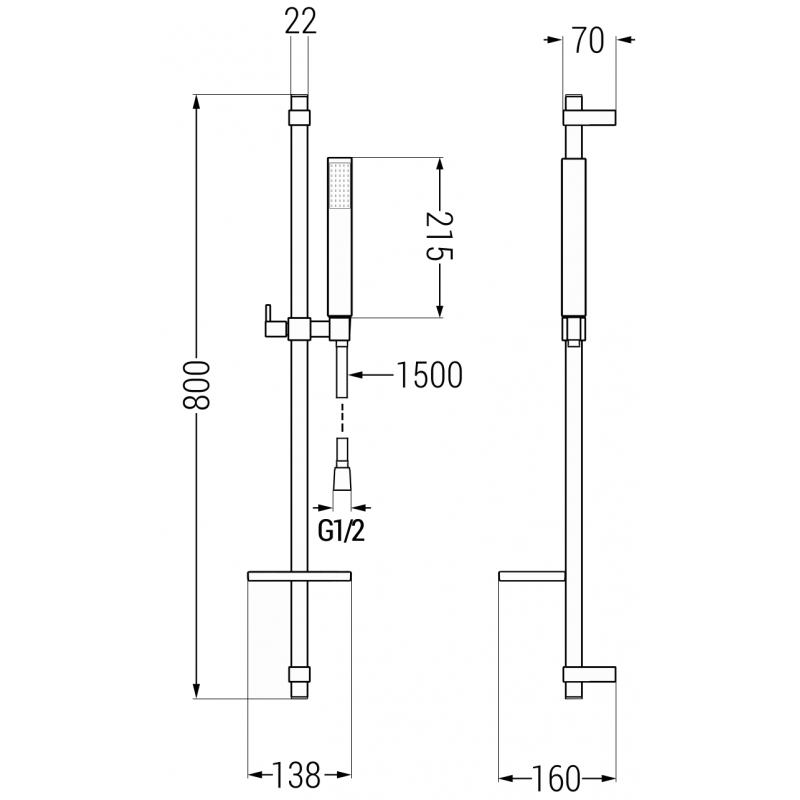 Mexen DQ77 sliding shower set, chrome - 785774581-00