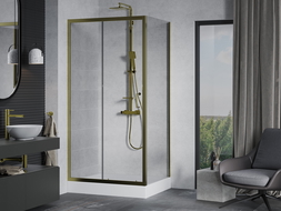 Mexen Apia extendable shower cubicle 120 x 80 cm, Transparent, Gold + shower tray Rio - 840-120-080-50-00-4510