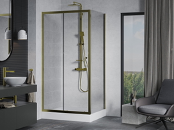 Mexen Apia sliding shower cabin 120 x 80 cm, transparent, gold + Rio shower tray - 840-120-080-50-00-4510