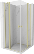 Mexen Mist Duo 70 x 70 cm Hinged Shower Enclosure, Transparent, Brushed Gold - 8A4-070-070-55-00